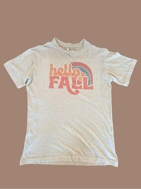 Hello Fall Graphic Tee - Light Heather Beige